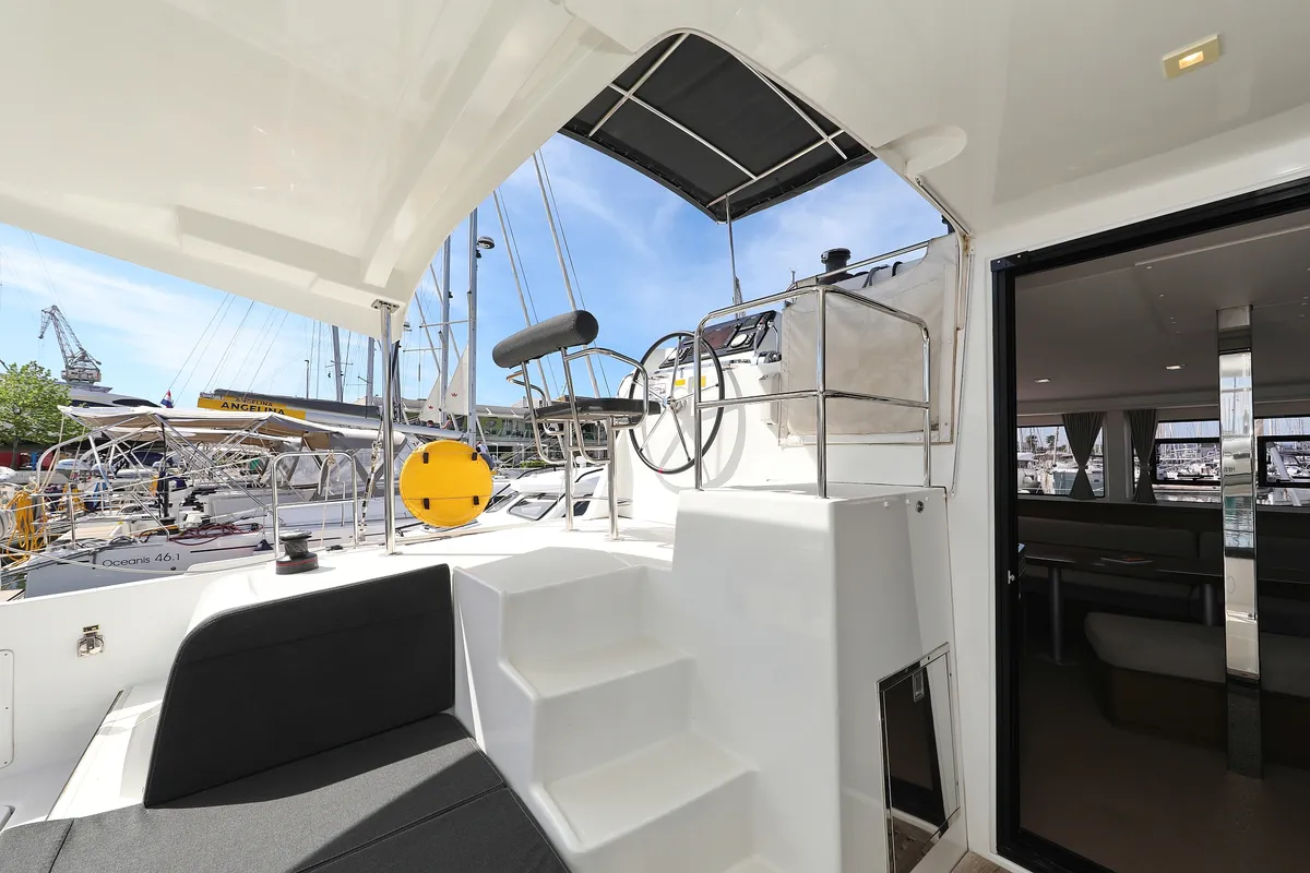 Deck of Sophie, a Lagoon 42 catamaran at Grad Trogir, Croatia