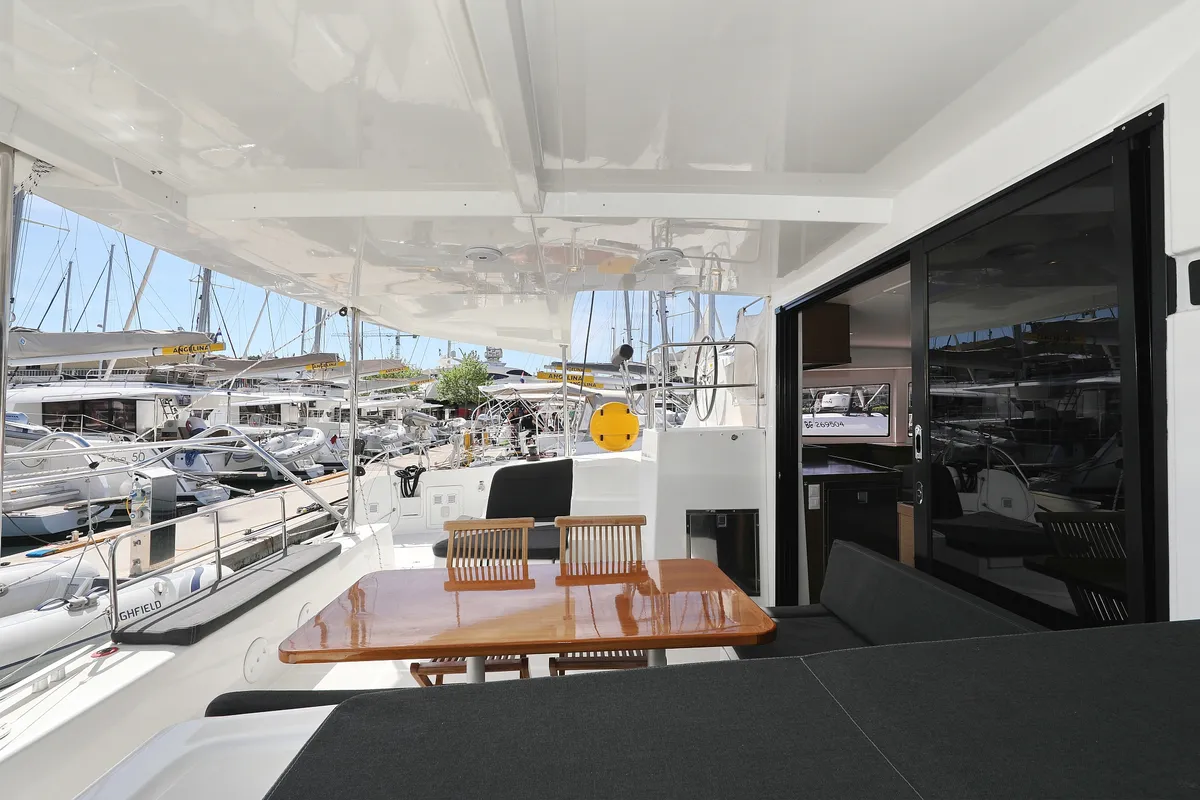 Deck of Sophie, a Lagoon 42 catamaran at Grad Trogir, Croatia