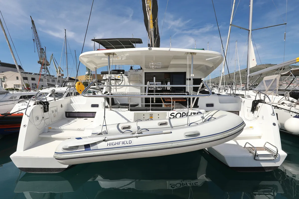 Exterior view of Sophie, a Lagoon 42 catamaran at Grad Trogir, Croatia