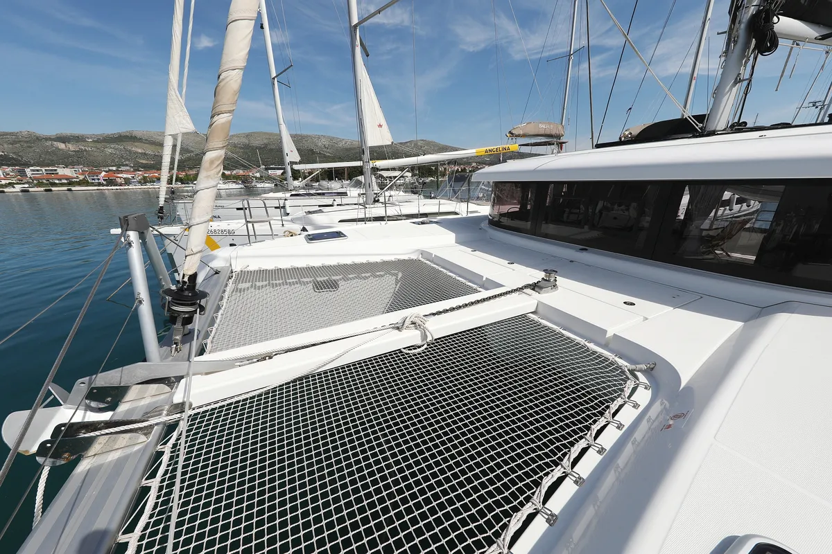 Deck of Sophie, a Lagoon 42 catamaran at Grad Trogir, Croatia