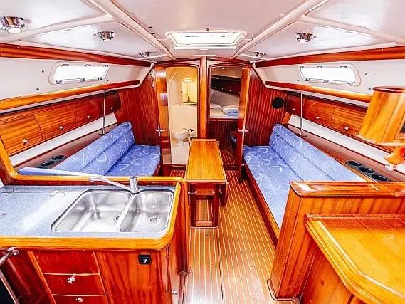 Salon of Dolkar, a Bavaria Cruiser 36 sailboat at Betina, Croatia