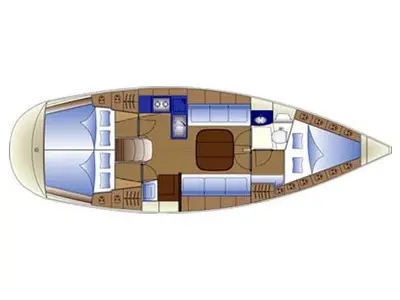 Floor plan of Dolkar, a Bavaria Cruiser 36 sailboat at Betina, Croatia