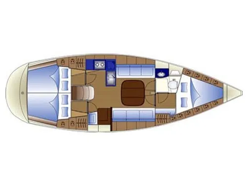 Floor plan of Dolkar, a Bavaria Cruiser 36 sailboat at Betina, Croatia