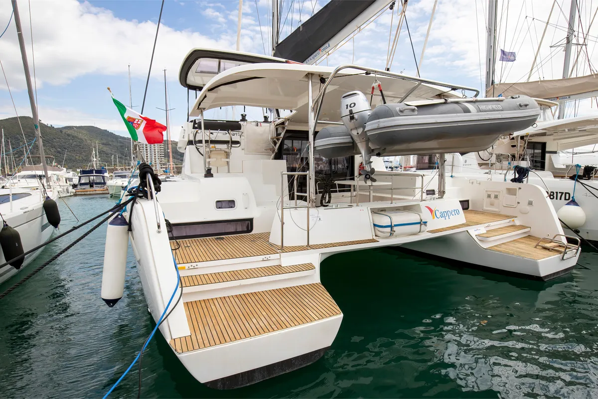 Exterior view of Cappero - Standard line, a Lagoon 42 catamaran at Salerno, Italy