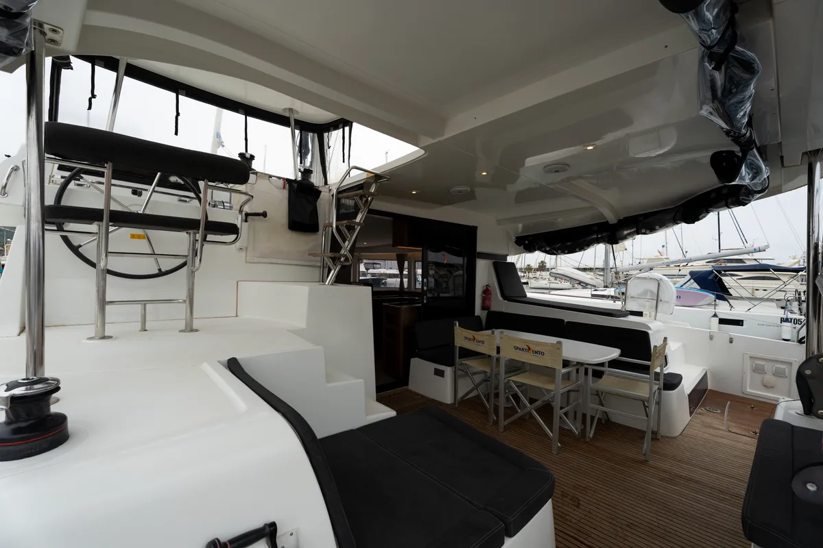 Deck of Cappero - Standard line, a Lagoon 42 catamaran at Salerno, Italy