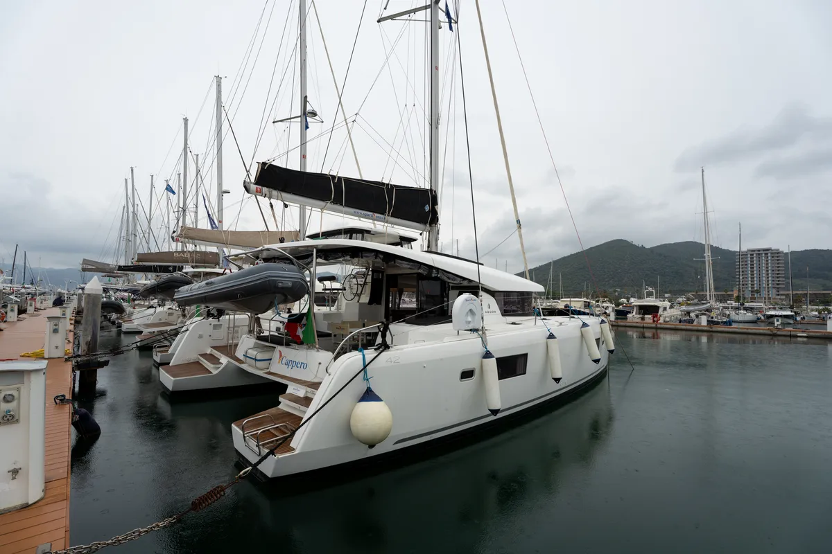 Exterior view of Cappero - Standard line, a Lagoon 42 catamaran at Salerno, Italy
