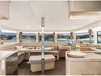 Salon of Synchronicity, a Lagoon 42 catamaran at Papeete, France