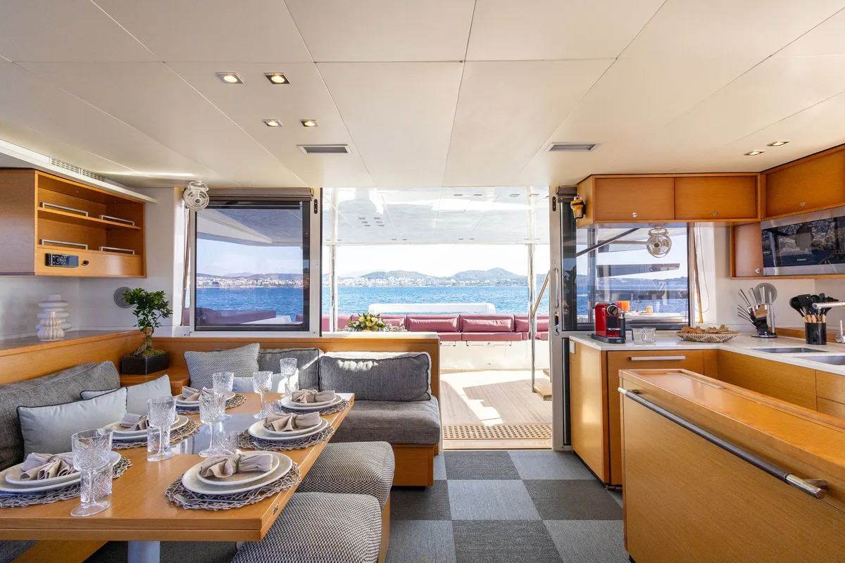 Galley of KING OF DIAMONDS, a Lagoon 560 catamaran at Athens, Greece
