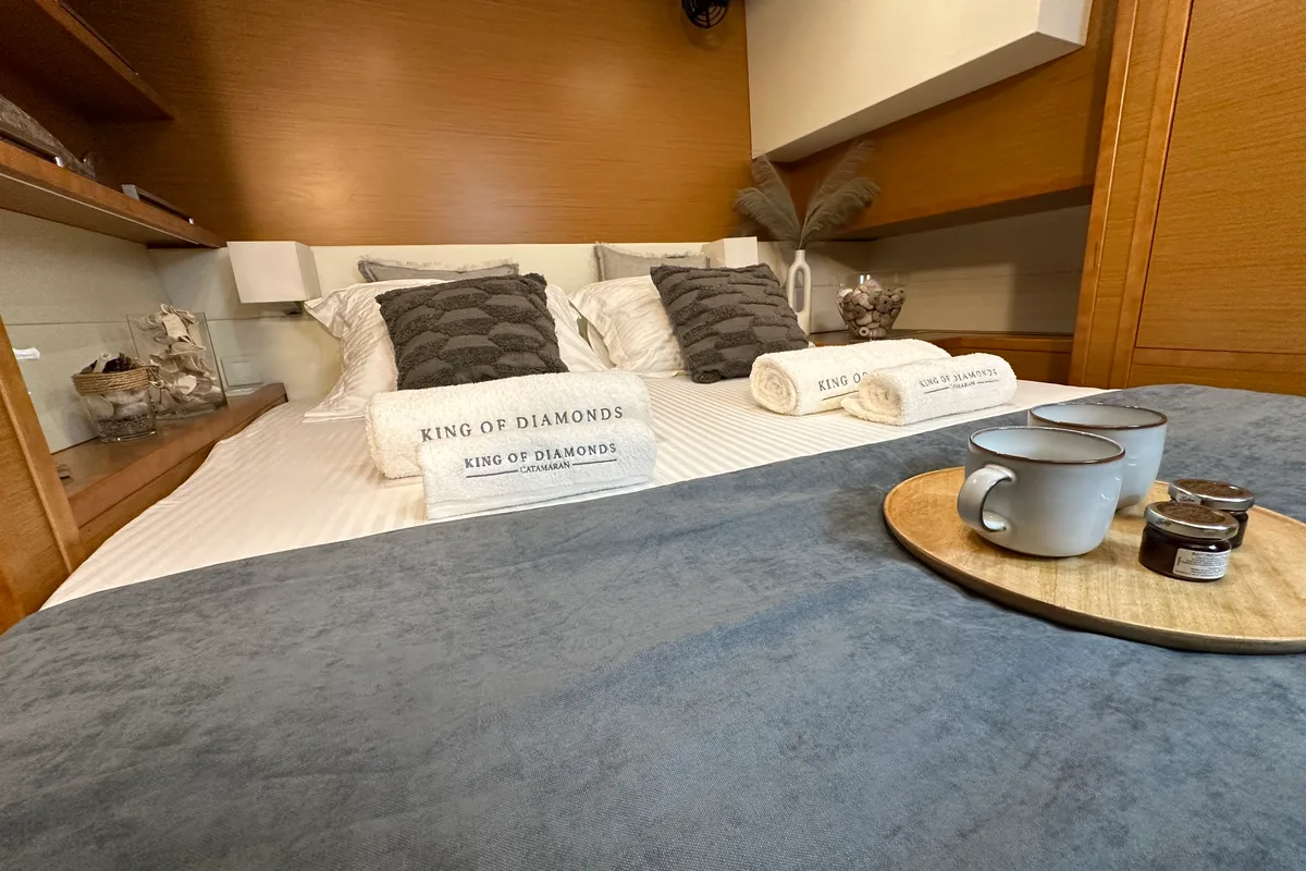 Cabin on KING OF DIAMONDS, a Lagoon 560 catamaran at Athens, Greece