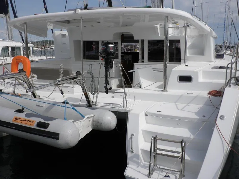 Exterior view of DOUBLE TROUBLE II, a Lagoon 450 catamaran at Općina Sukošan, Croatia