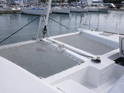 Deck of DOUBLE TROUBLE II, a Lagoon 450 catamaran at Općina Sukošan, Croatia
