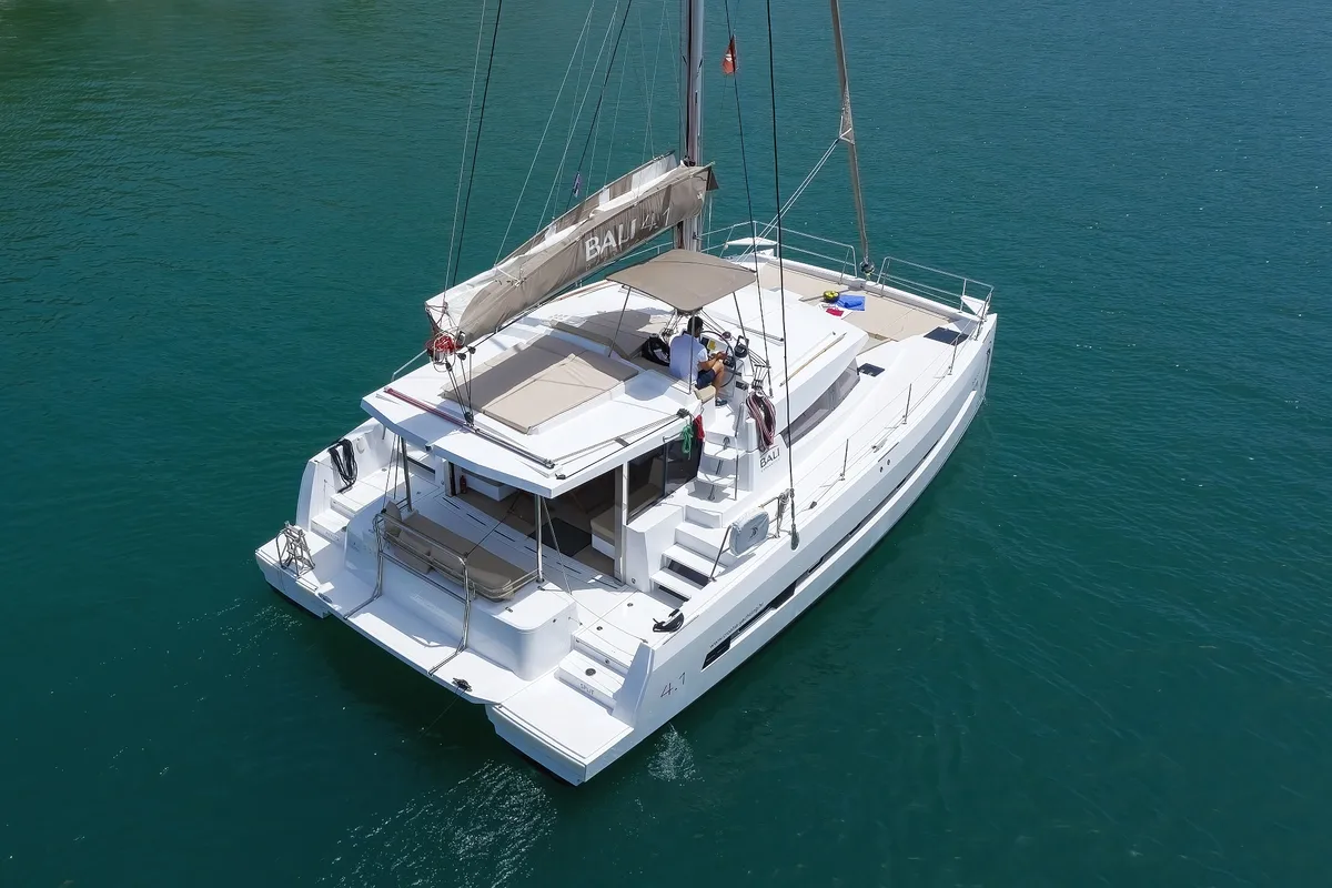 Exterior view of Princess Bali 4.1, a Bali 4.1 catamaran at Municipal Unit of Lefkada, Greece