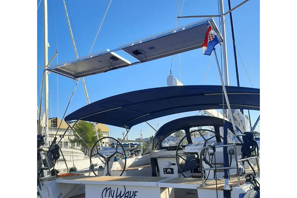 Cockpit of My Wave, a D&D Kufner 54 Exclusive sailboat at Trogir, Croatia