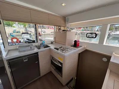 Galley of Aelia, a Lagoon 40 catamaran at Piraeus, Greece