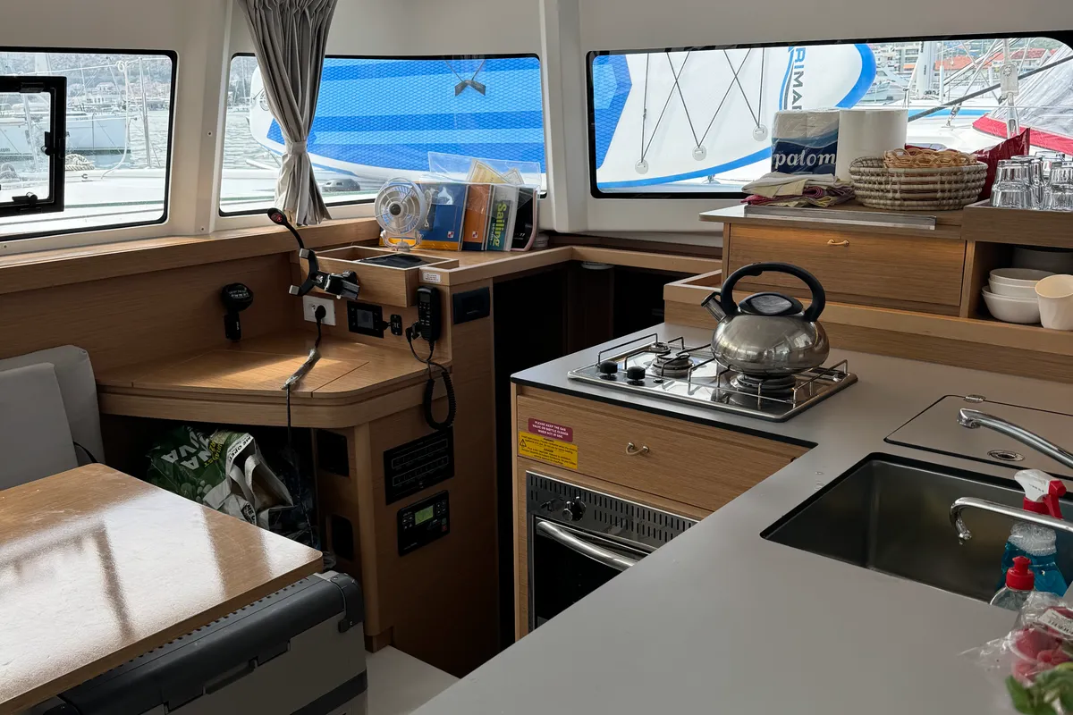 Galley of White Ivy, a Excess 11 - 4 + 1 + 1 cab. catamaran at Grad Trogir, Croatia