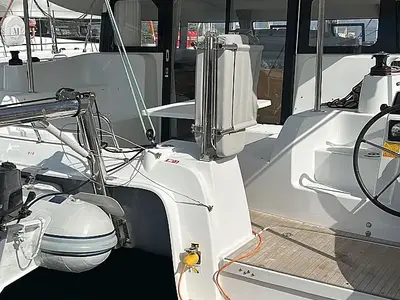 Deck of White Ivy, a Excess 11 - 4 + 1 + 1 cab. catamaran at Grad Trogir, Croatia