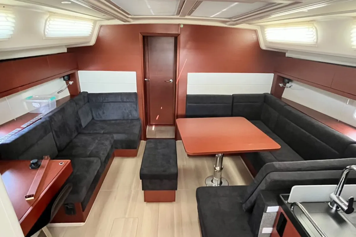 Salon of Avra, a Hanse 458 sailboat at Municipal Unit of Lefkada, Greece