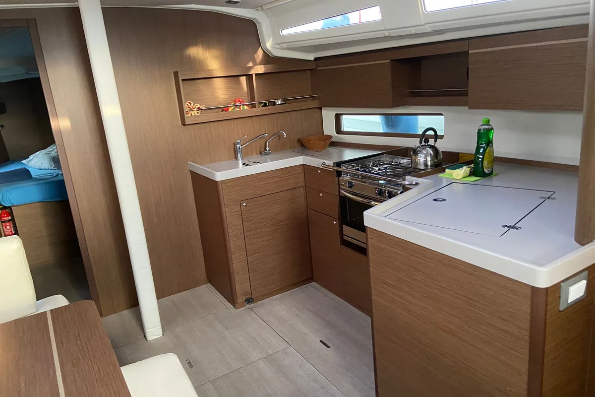 Galley of Loreste, a Beneteau Oceanis 40.1 sailboat at Procida, Italy