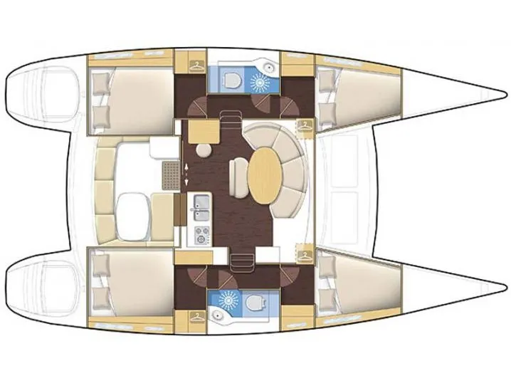 Floor plan of Beluga, a Lagoon 380 S2 catamaran at Rhodes, Greece