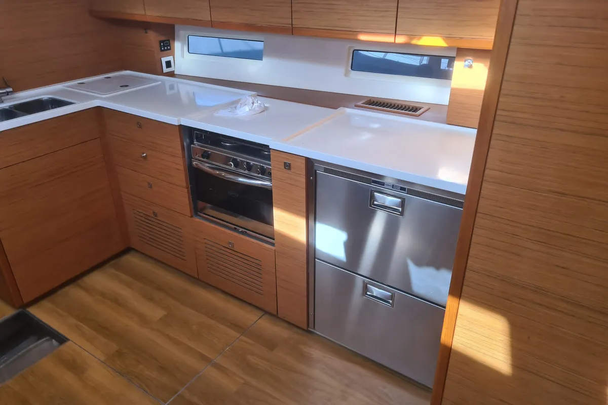Galley of Nadja, a More 55 sailboat at Seget Donji, Croatia