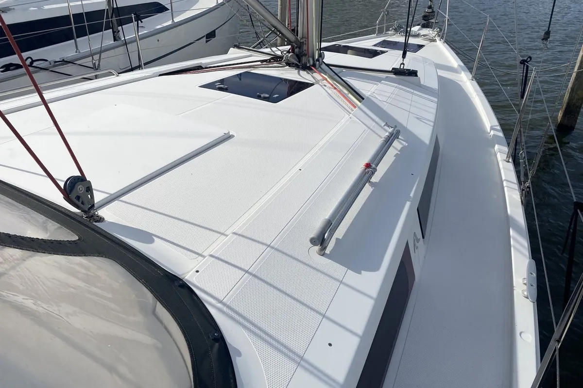 Deck of Kon-Tiki, a Hanse 385 sailboat at Grad Pula, Croatia