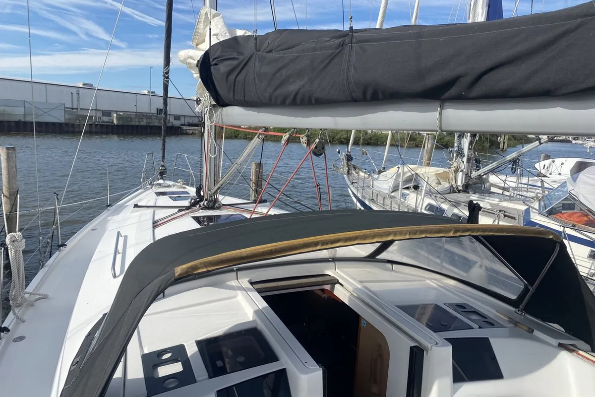 Deck of Kon-Tiki, a Hanse 385 sailboat at Grad Pula, Croatia