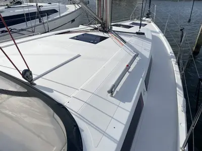 Deck of Kon-Tiki, a Hanse 385 sailboat at Grad Pula, Croatia
