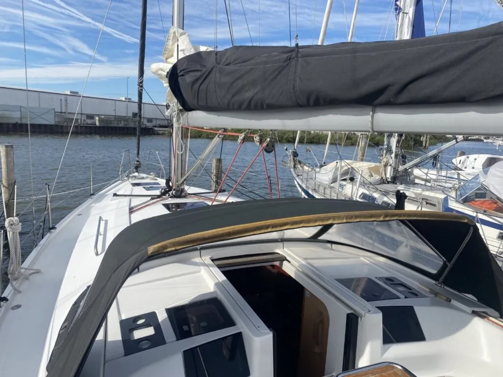 Deck of Kon-Tiki, a Hanse 385 sailboat at Grad Pula, Croatia