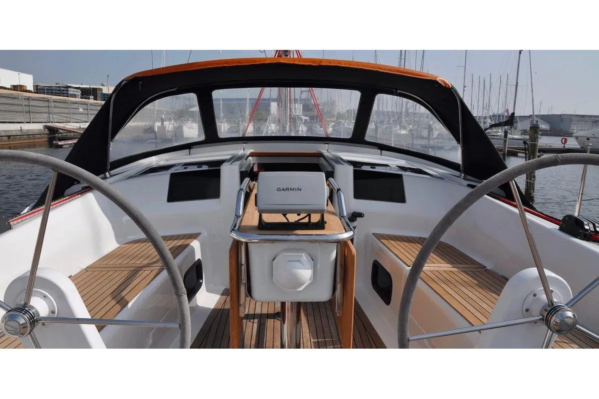 Cockpit of Kon-Tiki, a Hanse 385 sailboat at Grad Pula, Croatia