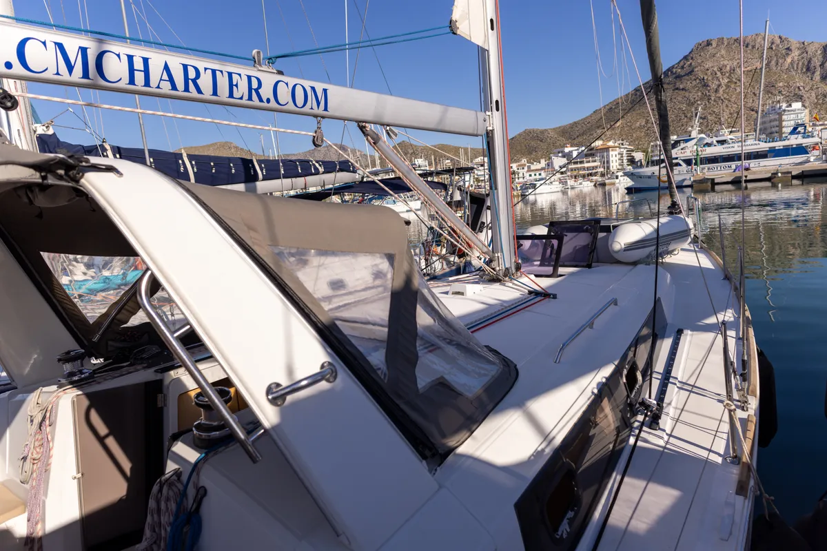 MOIN, a Beneteau Oceanis 38 sailboat at Port de Pollença, Spain