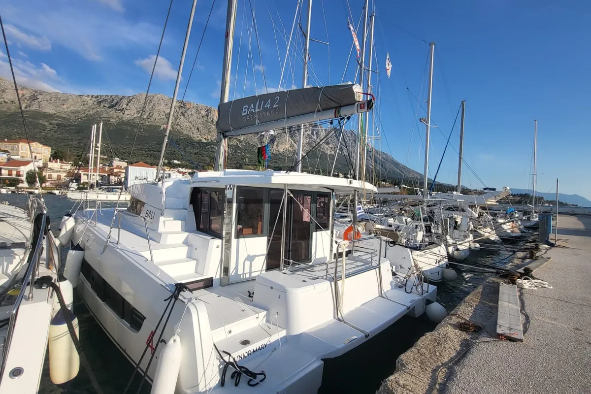 Junior Mary 1, a Bali 4.2 catamaran at Municipal Unit of Palairos, Greece