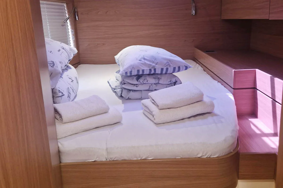 Cabin on Anjita, a Bali 4.6 catamaran at Seget Donji, Croatia