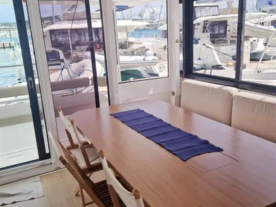 Salon of Anjita, a Bali 4.6 catamaran at Seget Donji, Croatia