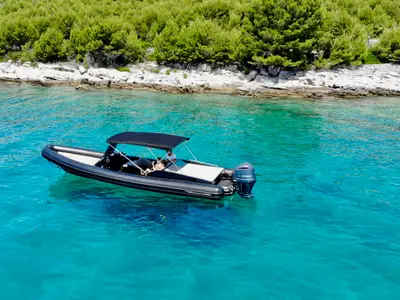 Exterior view of Lux Lolivul 9 - 2, a Kanula d.o.o. Lolivul 9 RIB at Grad Trogir, Croatia