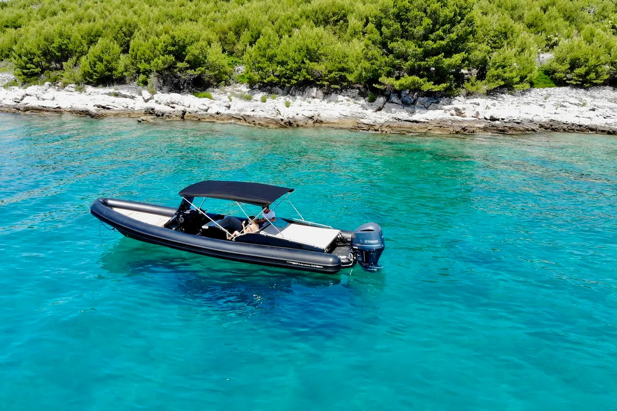 Exterior view of Lux Lolivul 9 - 2, a Kanula d.o.o. Lolivul 9 RIB at Grad Trogir, Croatia