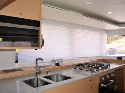 Galley of Taipan, a Lagoon 560 catamaran at Olbia, Italy