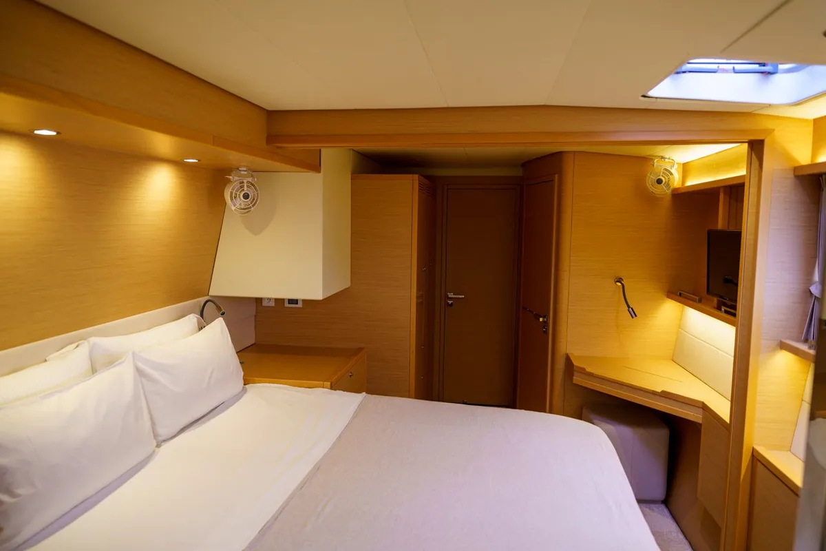 Cabin on Taipan, a Lagoon 560 catamaran at Olbia, Italy