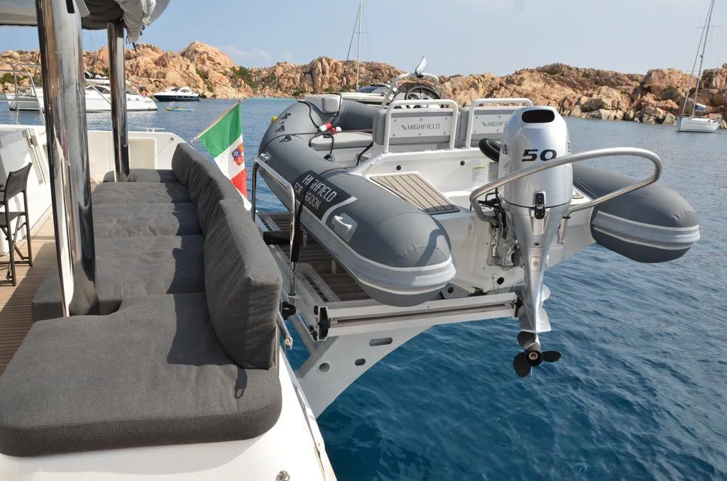 Taipan, a Lagoon 560 catamaran at Olbia, Italy