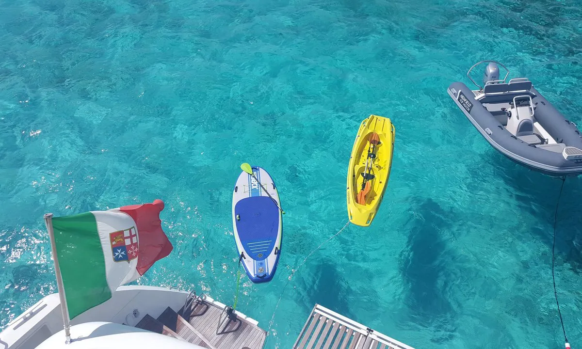 Taipan, a Lagoon 560 catamaran at Olbia, Italy