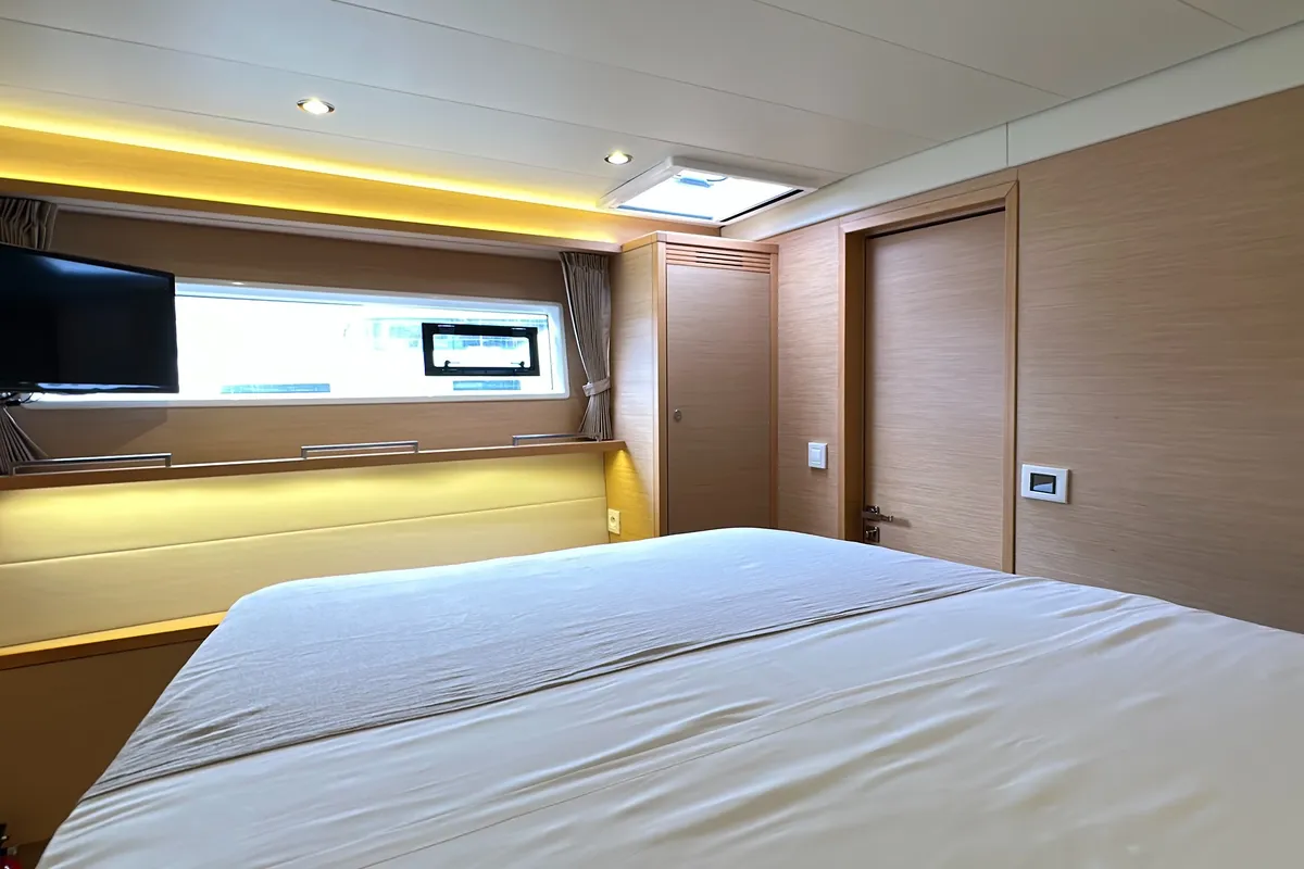 Head on Taipan, a Lagoon 560 catamaran at Olbia, Italy
