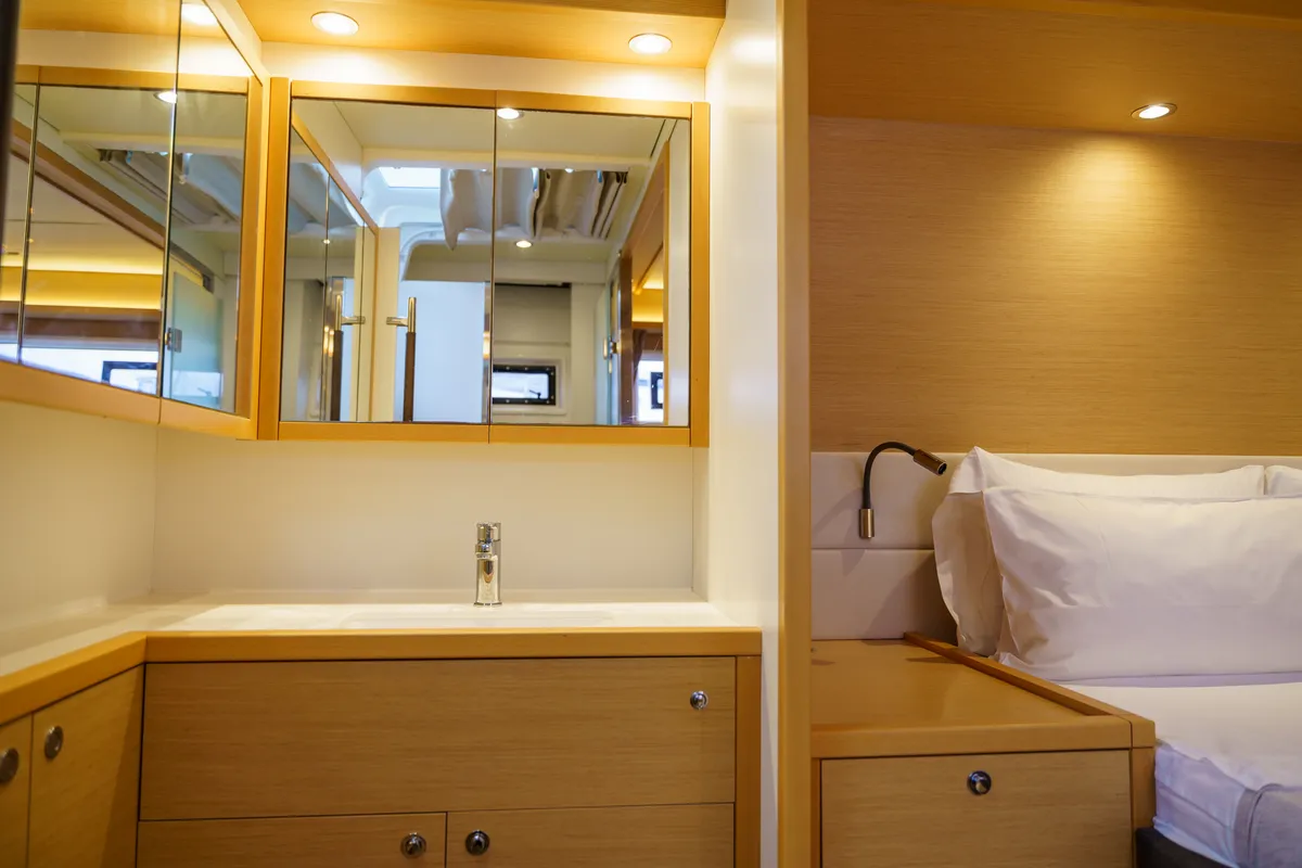 Cabin on Taipan, a Lagoon 560 catamaran at Olbia, Italy