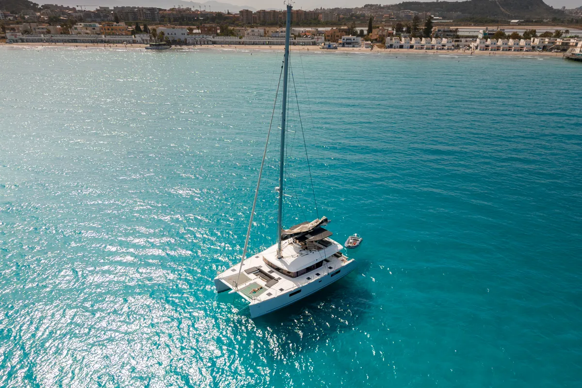 Cabin on Taipan, a Lagoon 560 catamaran at Olbia, Italy