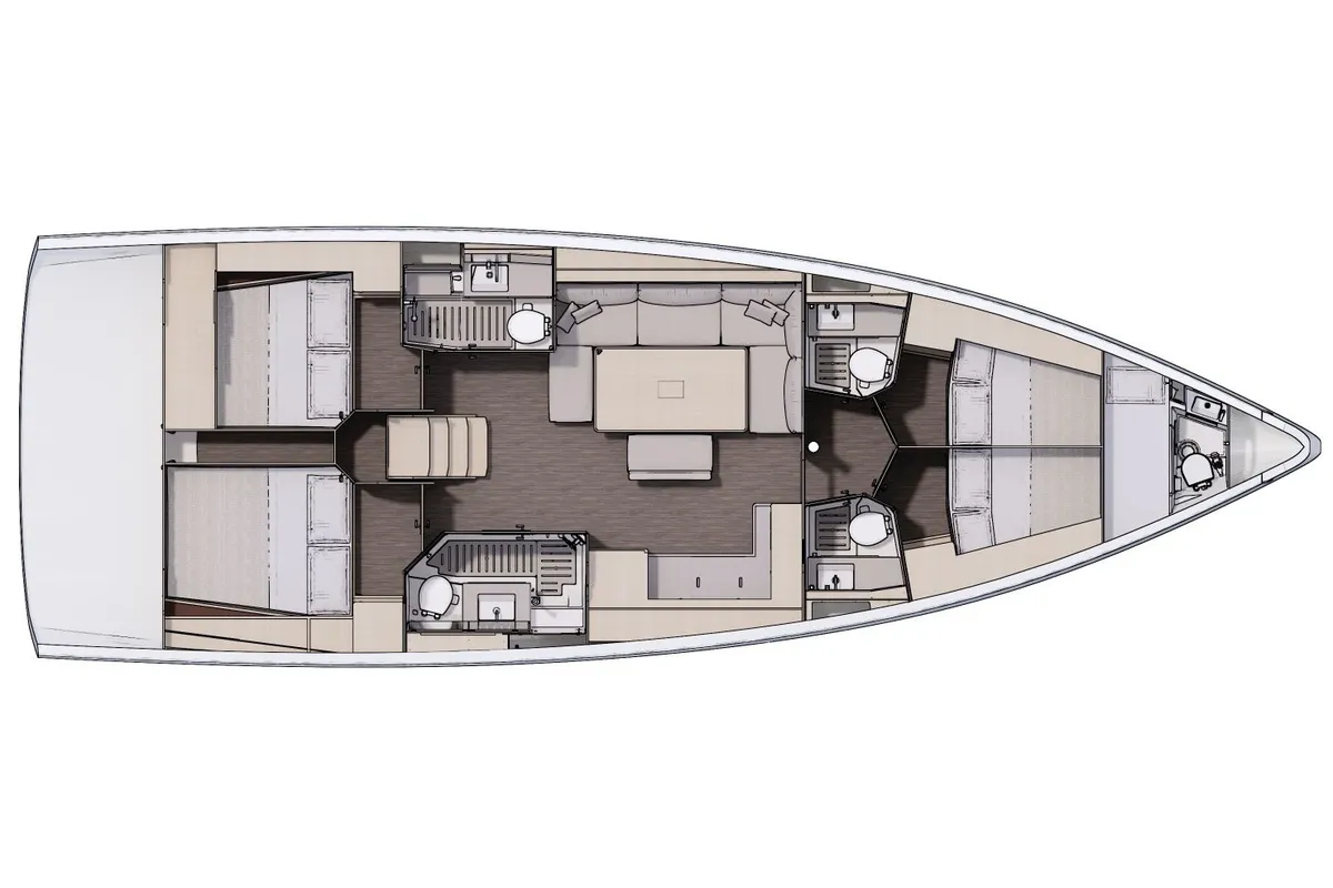 Floor plan of Luna, a Dufour 470 sailboat at Municipal Unit of Lefkada, Greece