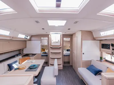 Salon of Luna, a Dufour 470 sailboat at Municipal Unit of Lefkada, Greece