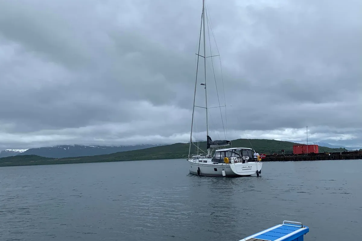 Exterior view of Arctic Njord, a Hanse 458 sailboat at Tromsø, Norway