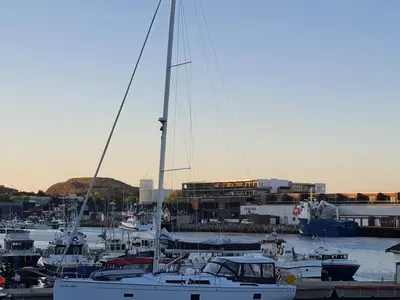 Exterior view of Arctic Njord, a Hanse 458 sailboat at Tromsø, Norway