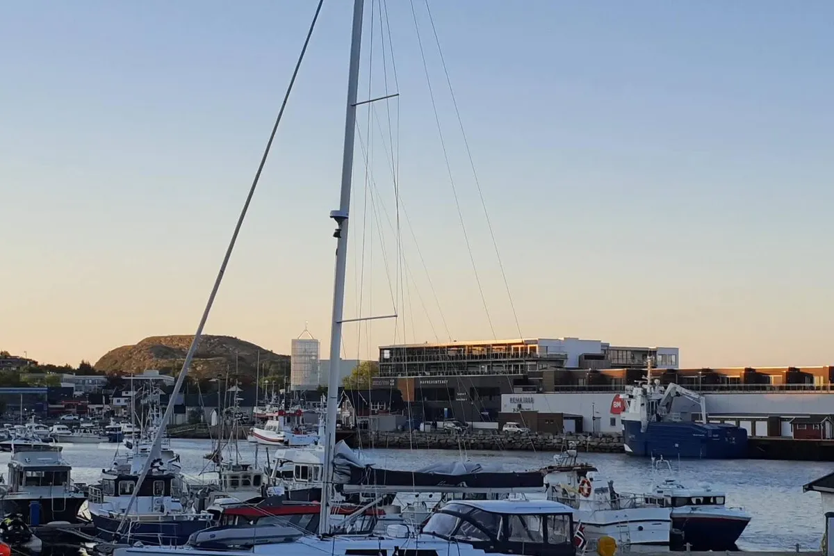 Exterior view of Arctic Njord, a Hanse 458 sailboat at Tromsø, Norway