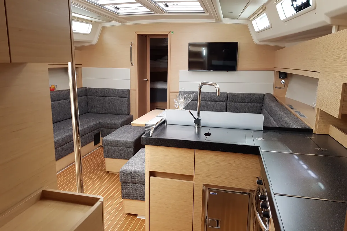 Galley of Arctic Njord, a Hanse 458 sailboat at Tromsø, Norway
