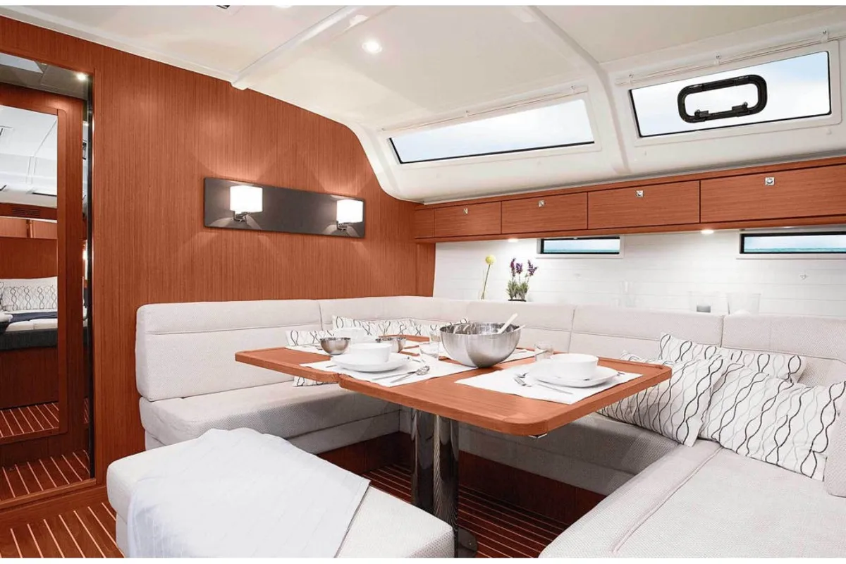 Salon of Leonidas V, a Bavaria Cruiser 51 sailboat at Athens, Greece