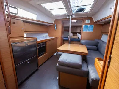 Galley of Something Stupid, a Dufour 382 GL sailboat at Figari/Golfo Aranci, Italy